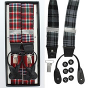 Braces, Tartan Suspenders Dual Clip & Button, MacBean Tartan